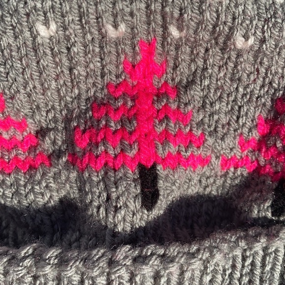 NEW Hat Pink gray pine tree hand knitted fluorescent pompom adult size - Picture 4 of 5
